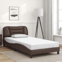 Bedframe met hoofdbord kunstleer bruin 100x200 cm
