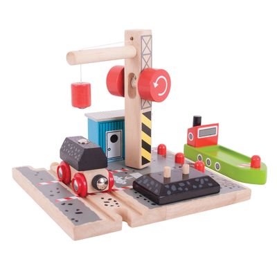 Bigjigs houten rails laadstation steenkool