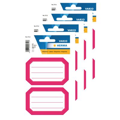 Herma Schoolboeken etiketten - stickers - 60x - roze/wit - 8.2 x 5.5 cm