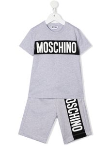 Moschino Kids ensemble haut-short à logo imprimé - Gris