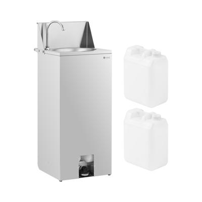 Verplaatsbare wastafel - RVS - voetbediening - 2 watercontainers: 15 l - 357 x 120 mm - Royal Catering