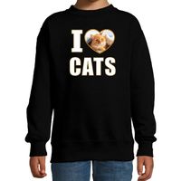 I love cats foto sweater zwart voor kinderen - cadeau trui katten liefhebber 14-15 jaar (170/176)  -