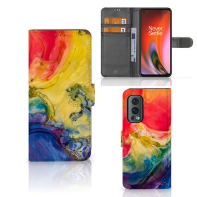 Hoesje OnePlus Nord 2 5G Watercolor Dark | Portemonnee hoesje Hoesje OnePlus Nord 2 5G Watercolor Dark | Portemonnee hoesje