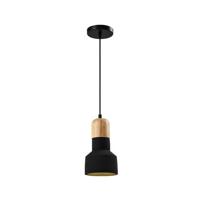 QUVIO Hanglamp langwerpig beton met hout zwart - QUV5143L-BLACK - thumbnail