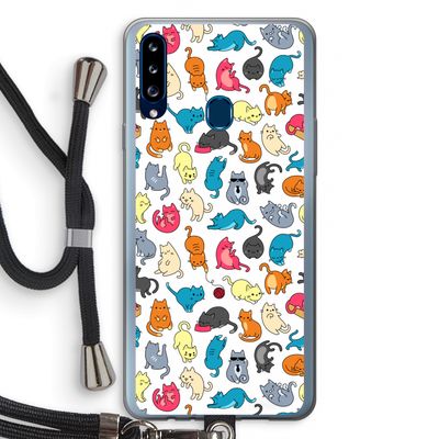 Kleurrijke katten: Samsung Galaxy A20s Transparant Hoesje met koord