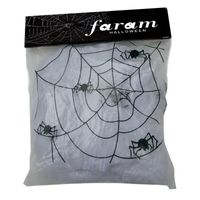 Faram Decoratie spinnenweb/spinrag met spinnen - 100 gram - wit - Halloween/horror versiering   -