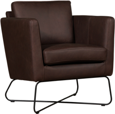Bruine leren moderne design fauteuil Club - Rancho Leer Brown (bruin leer)