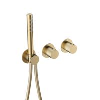 Hotbath Ace - Afbouwdeel voor Inbouw Thermostaat - 2-Weg Stop-Omstel - met Handdouche - met Doucheslang - Geborsteld Messing Pvd