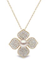 Yoko London pendentif Petal en or 18ct serti de diamants et perles - thumbnail