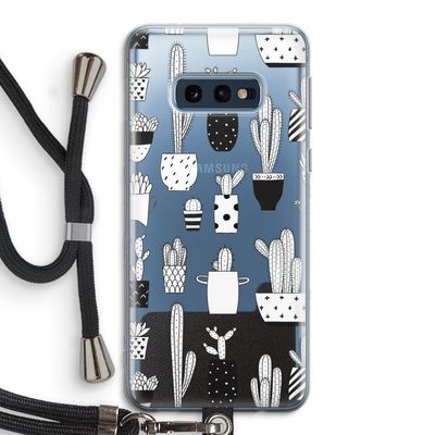 Cactusmotief: Samsung Galaxy S10e Transparant Hoesje met koord