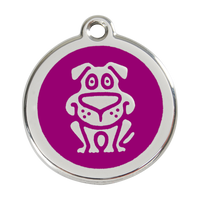 Dog Purple roestvrijstalen hondenpenning large/groot dia. 3,8 cm - RedDingo