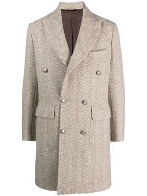 Barba manteau croisé à motif de chevrons - Tons neutres