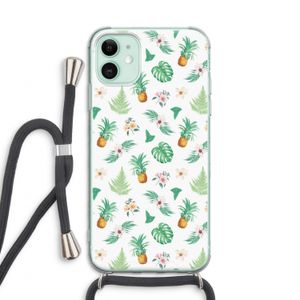 Ananas bladeren: iPhone 11 Transparant Hoesje met koord