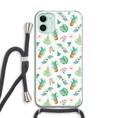 Ananas bladeren: iPhone 11 Transparant Hoesje met koord
