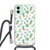 Ananas bladeren: iPhone 11 Transparant Hoesje met koord