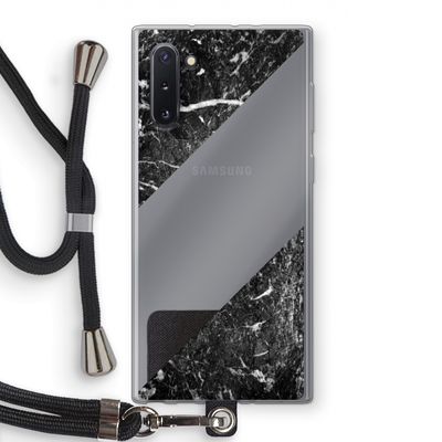 Zwart marmer: Samsung Galaxy Note 10 Transparant Hoesje met koord