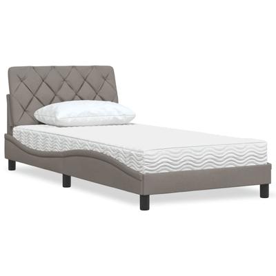 Bed met matras stof taupe 100x200 cm