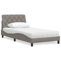 Bed met matras stof taupe 100x200 cm