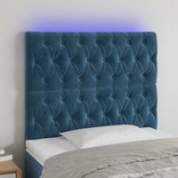 Hoofdbord LED 100x7x118/128 cm fluweel donkerblauw