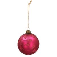 Ngk Kerstbal berry leaf glas roze 8 cm | 24 stuks