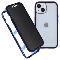 iPhone 15 Magnetisch Hoesje met Privacygehard Glas - Blauw - thumbnail