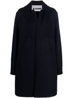 Jil Sander manteau mi-long à poches chauffe-mains - Bleu