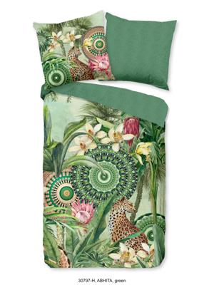 HIP Dekbedovertrek "tropische print en mandala&apos;s" - Groen - (155x220 cm) - Katoen Satijn
