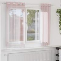 Gordijnen voile met doorvoertules 2 st 140x175 cm lichtroze