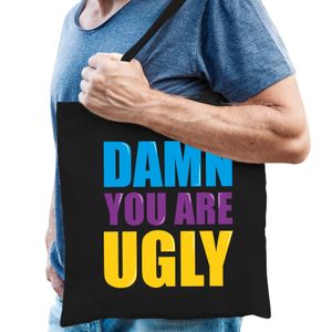 Damn you are ugly cadeau tas zwart voor heren