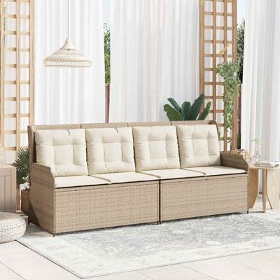 Tuinbank met kussen Beige Poly riet