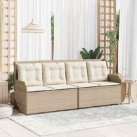 Tuinbank met kussen Beige Poly riet