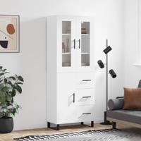 Hoge kast 69,5x34x180 cm bewerkt hout wit