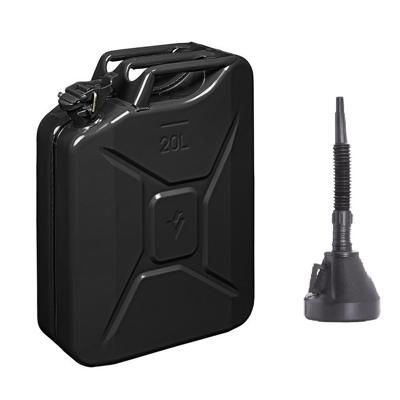 Proplus Brandstof Jerrycan van metaal - 20 liter - zwart - benzine en diesel - met dop en trechter