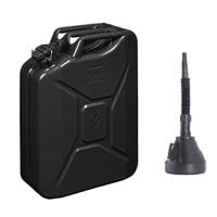 Proplus Brandstof Jerrycan van metaal - 20 liter - zwart - benzine en diesel - met dop en trechter Proplus Brandstof Jerrycan van metaal - 20 liter - zwart - benzine en diesel - met dop en trechter