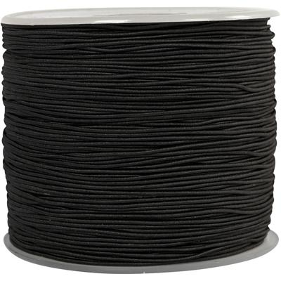 Creativ Company Elastisch koord, dikte 1 mm, zwart, 250 m/ 1 rol