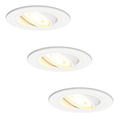 Set van 3 Pittsburg LED inbouwspots - GU10 4 Watt 345 lumen - 2700K Warm wit - Dimbaar - Rond - Kantelbaar - IP20 Voor binnen - Wit