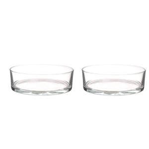 Lage schaal/vaas transparant rond glas 8 x 25 cm - 2x - plat - glazen vazen - woonaccessoires