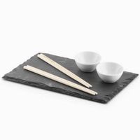 Excellent Houseware Sushi Servies - voor 2 Personen - Set 7-delig - Leisteen - met stokjes - thumbnail
