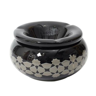 Storm Asbak Marrakesh - Kunststeen - D8 x H5 cm - zwart - voor binnen/balkon/serre