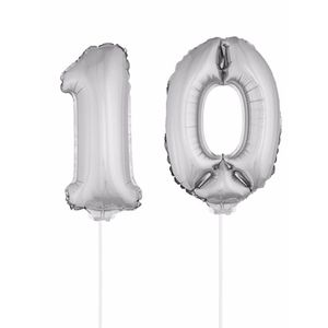 Folie ballonnen cijfer 10 zilver 41 cm   -