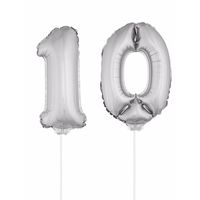 Folie ballonnen cijfer 10 zilver 41 cm   - - thumbnail