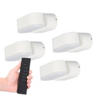 Set van 4 dimbare LED Wandlampen Dayton - wit - 6 Watt 660 lumen - 3000K - Up & Down light - kantelbaar - IP54 waterdicht - Incl. dimmer met afstandsbediening