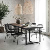 DTP Home Eettafel Criss Cross Visgraat, Hout en staal - Naturel