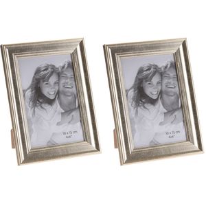 2x Gouden glanzende fotolijsten/fotoframes 14 x 19 cm