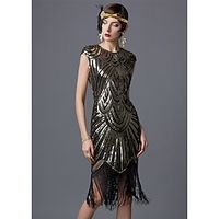 Roaring jaren '20 Jaren 1920 Cocktail jurk Vintage Jurk Flapper jurk Jurken Gala jurk Galajurken Kerst feestjurk The Great Gatsby Charleston Dames Pailletten Lapwerk Bruiloft Feest Bruiloft gast Lightinthebox - thumbnail