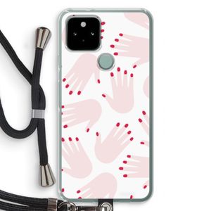 Hands pink: Pixel 5 Transparant Hoesje met koord