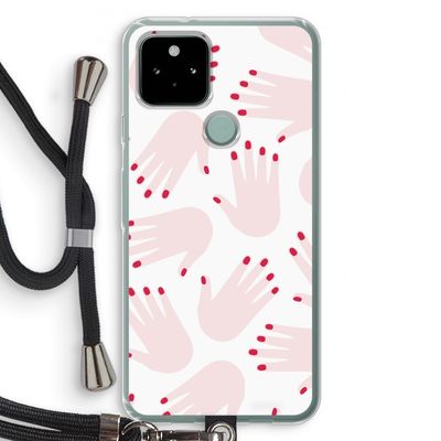 Hands pink: Pixel 5 Transparant Hoesje met koord