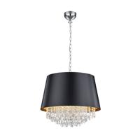 Trio HanglampLoreley 50cm met kristal - zwart met goud - 309300302