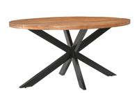 Livingfurn Ovale Eettafel Rocky Mangohout en staal - Bruin - Ovaal - thumbnail