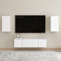 4-delige Tv-meubelset bewerkt hout wit 4-delige Tv-meubelset bewerkt hout wit